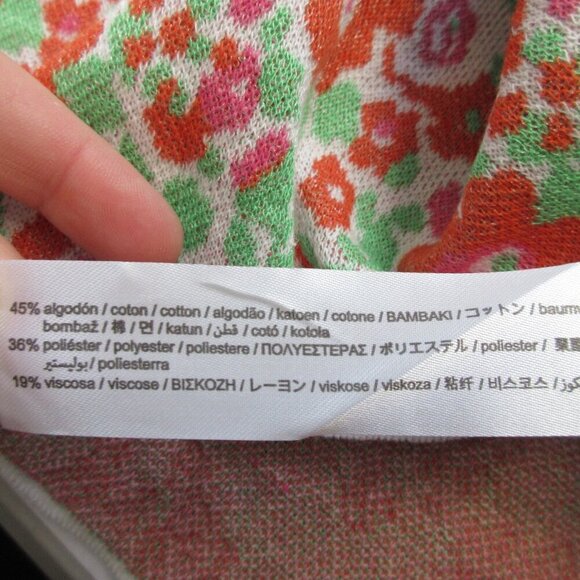 Zara Floral Halter Dress M Pink Green Knit Open Back Viscose Cotton Beach 194 - Picture 4 of 13